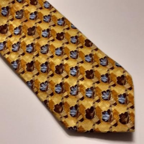 Ermenegildo Zegna Golden Blues Brown 100% Silk Tie - Picture 4 of 9